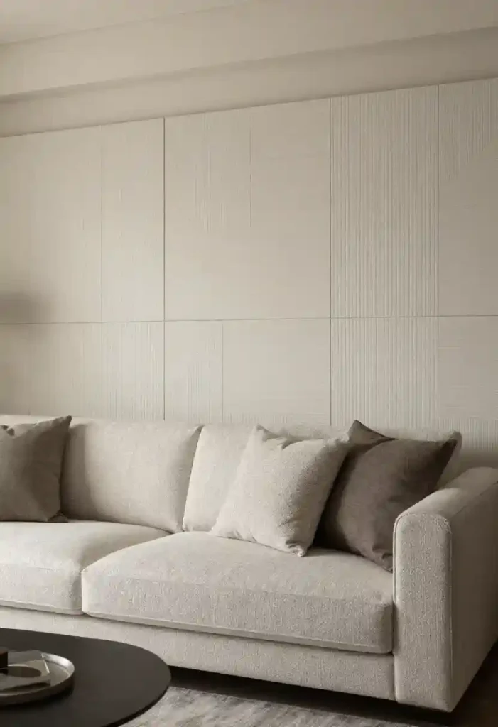 Artistic Wall Panels Behind the Sofa