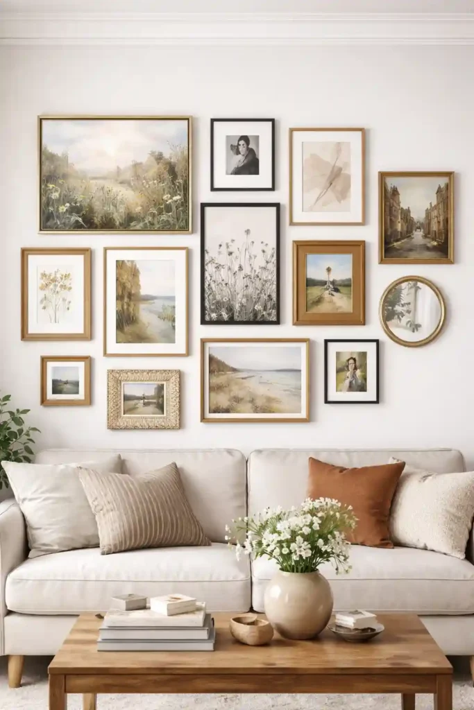 Gallery Wall with Mixed Frames