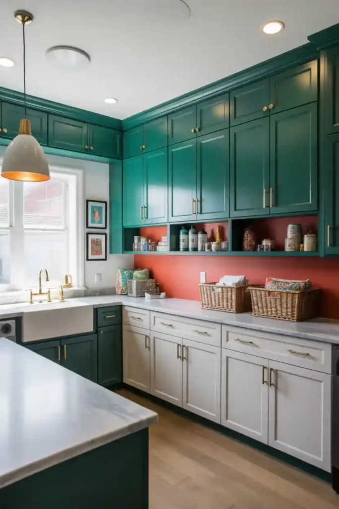 Bold Color Statement Laundry Room