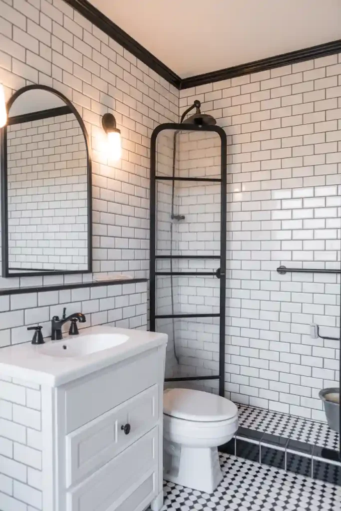 Classic Black and White Subway Tile Walls