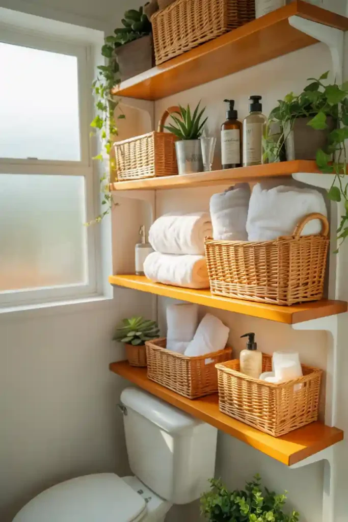 Floating Shelves Above the Toilet