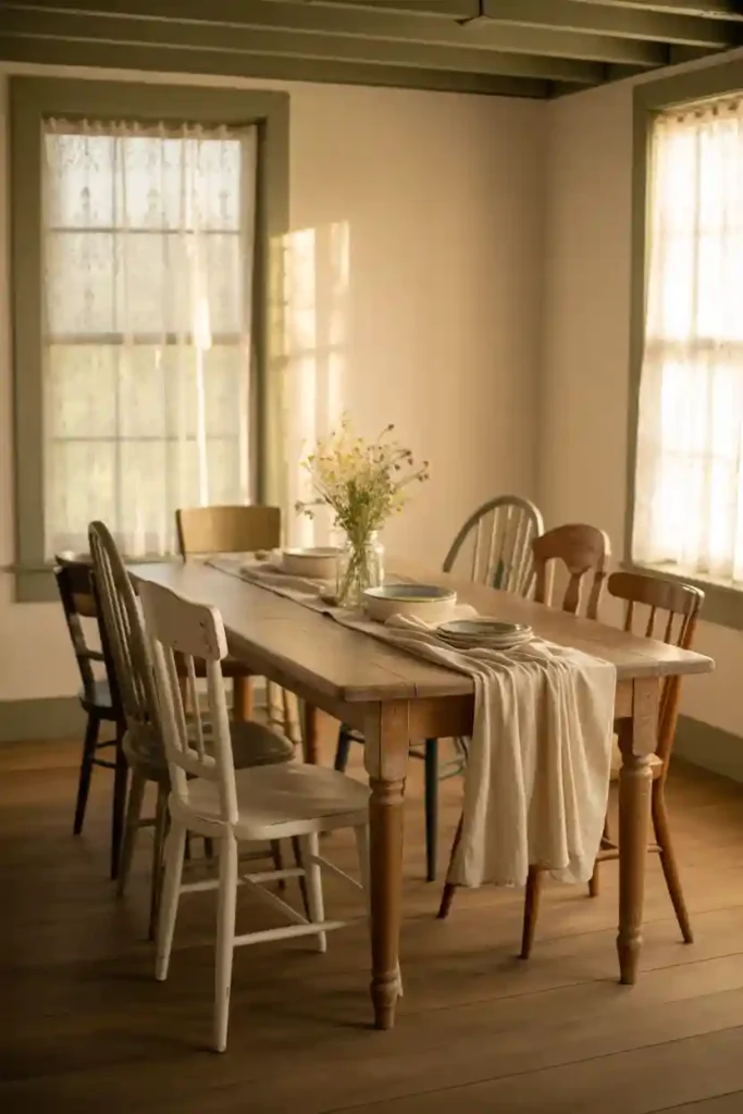 Rustic Wooden Dining Table as the Centerpiece