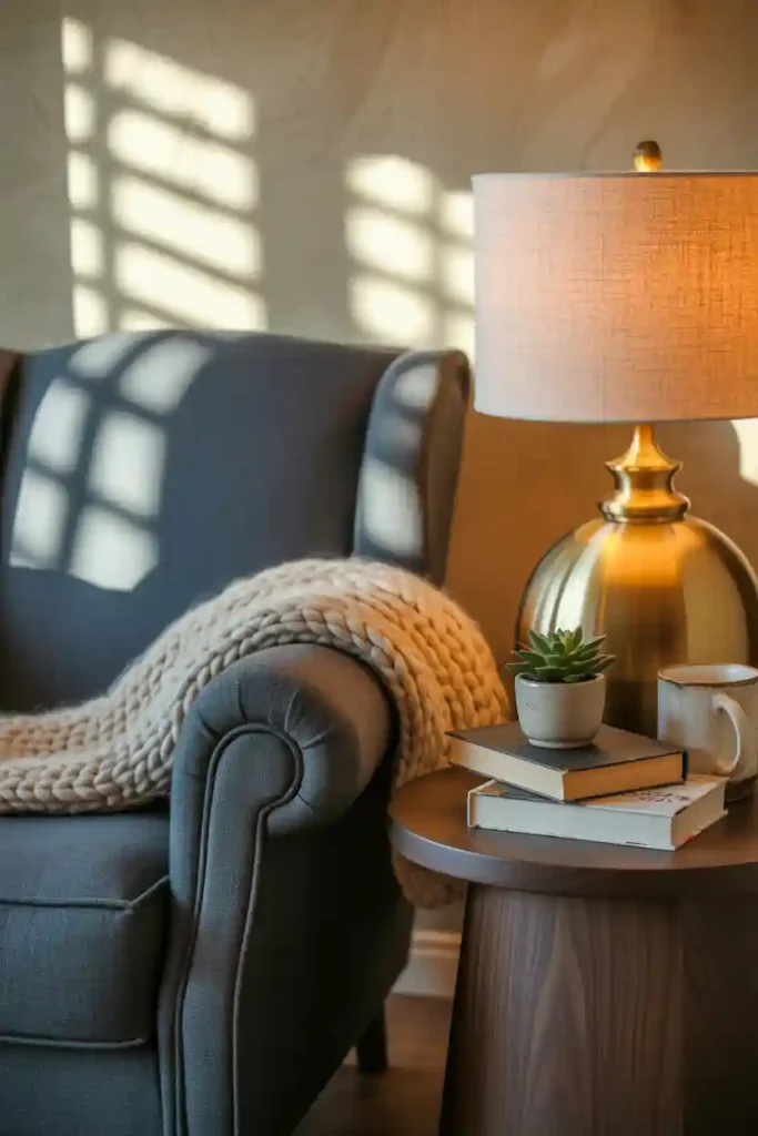 Grey Walls with Cozy Corner Seating