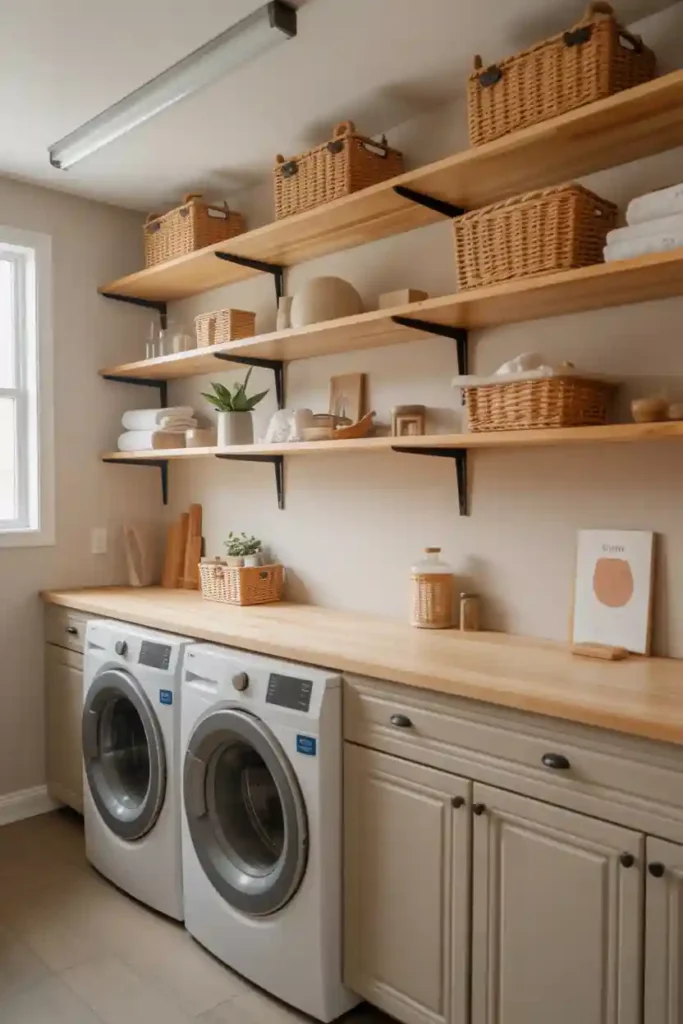 Laundry Room with Natural Wood Accents