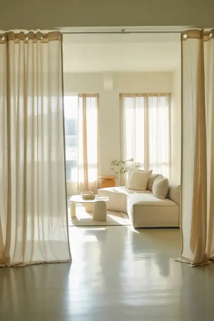 Neutral Curtains for Small Living Rooms