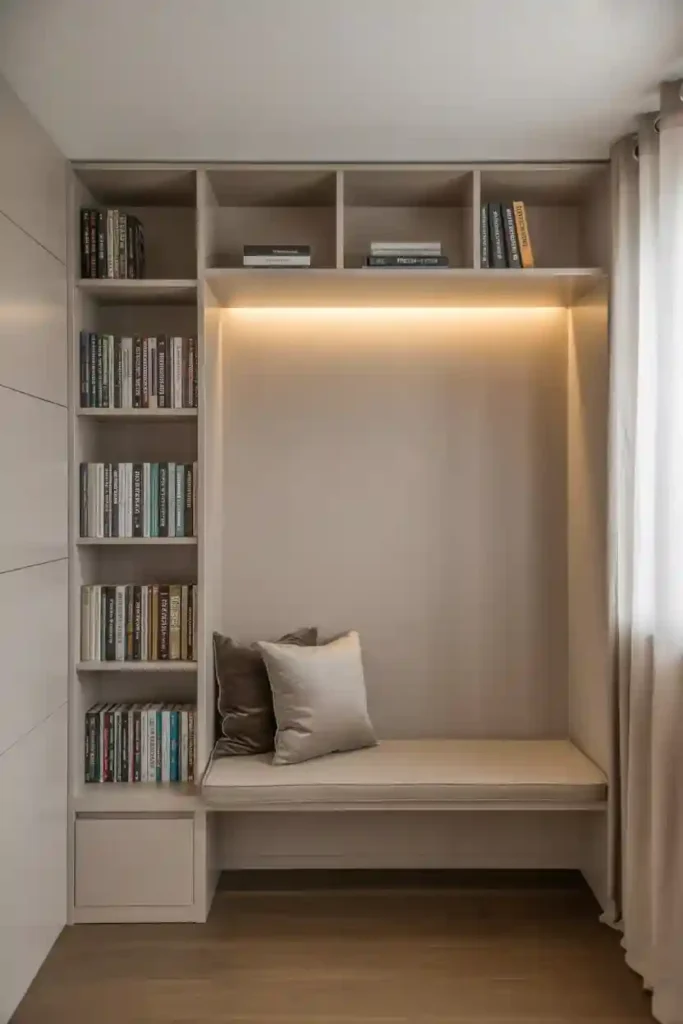 Bookshelf + Bench Reading Nook