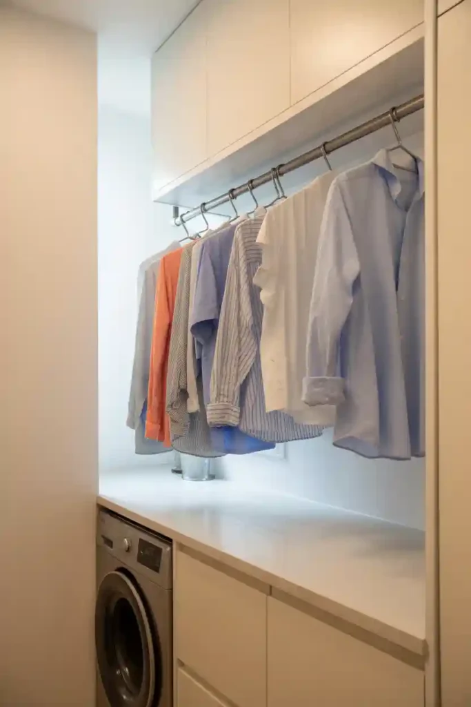 Built-In Hanging Rods for Air-Drying Clothes