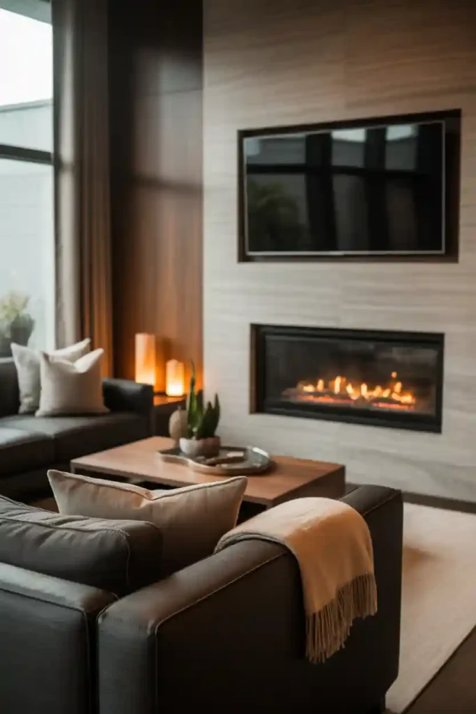 Fireplace with Mounted TV Above