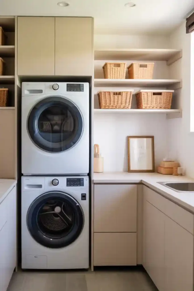 Minimalist Stackable Laundry Setup