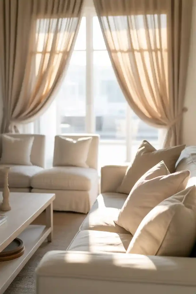 Neutral Curtains with Soft Pleats