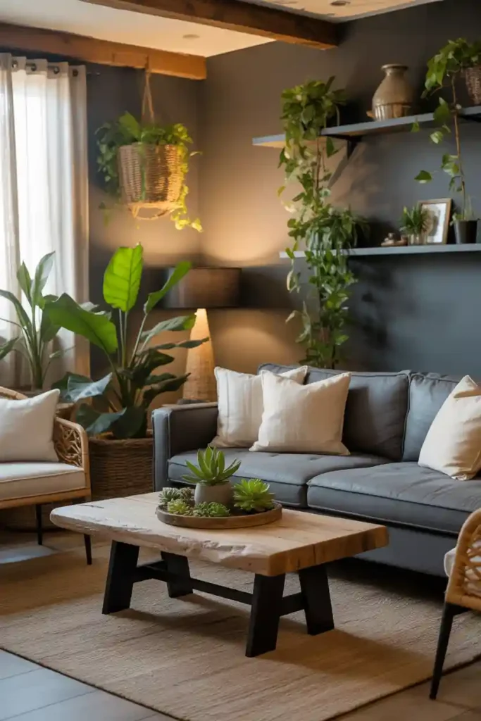 Grey and Green for a Cozy Natural Feel