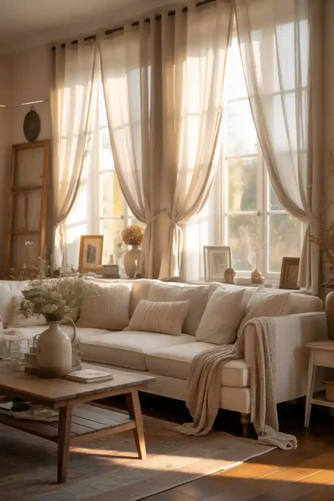 Tie-Top Curtains for Soft, Romantic Style