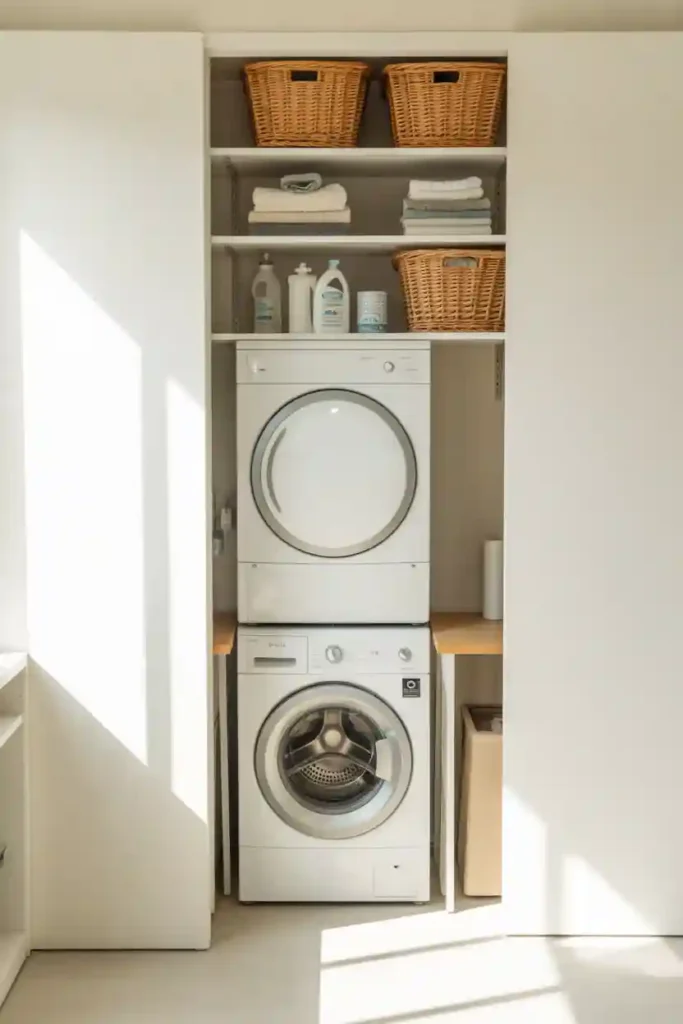 Corner Stackable Washer Dryer Layout