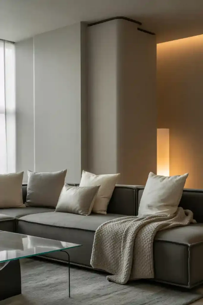 Minimal Grey Living Room with Soft Layers