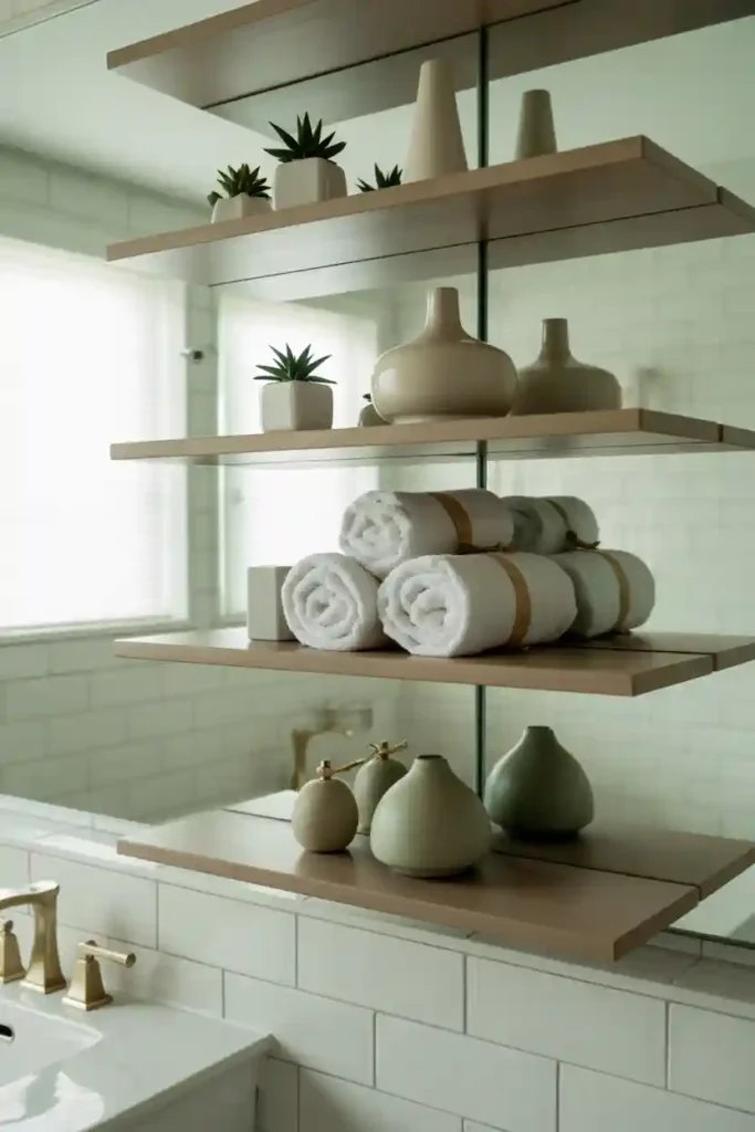  Floating Shelves as a Bathroom Design Focal Point