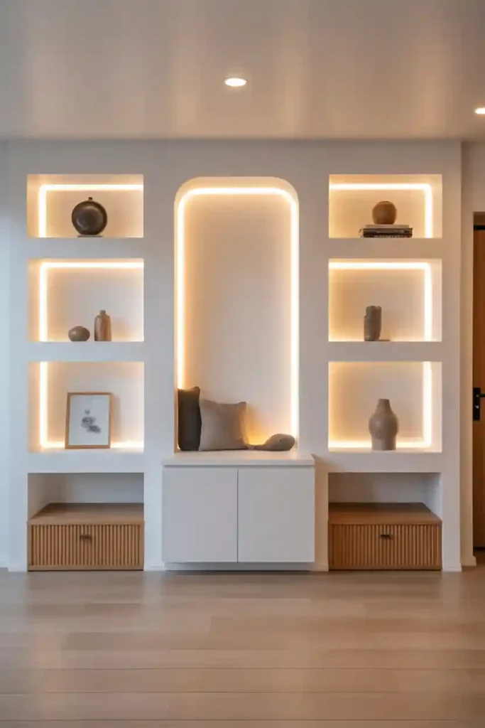 Backlit Wall Niches for Soft Light Zones