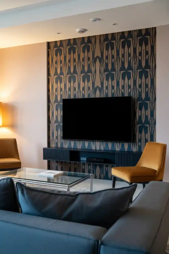 TV Wall with Bold Wallpaper