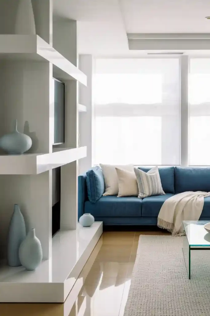 Blue and White Living Room Balance