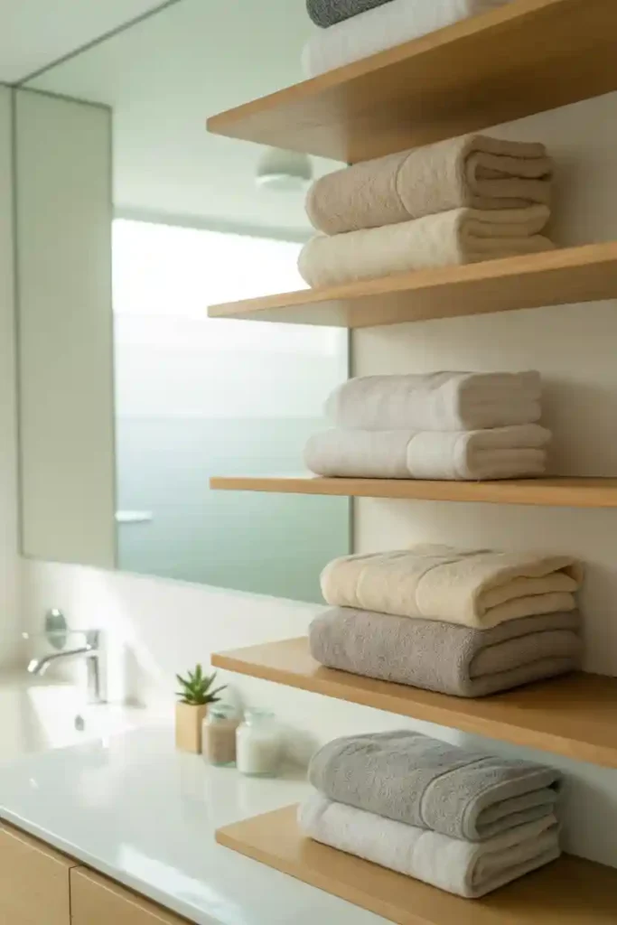 Floating Shelves for Folded Towels