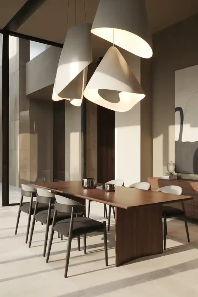 Modern Dining Room with Statement Lighting