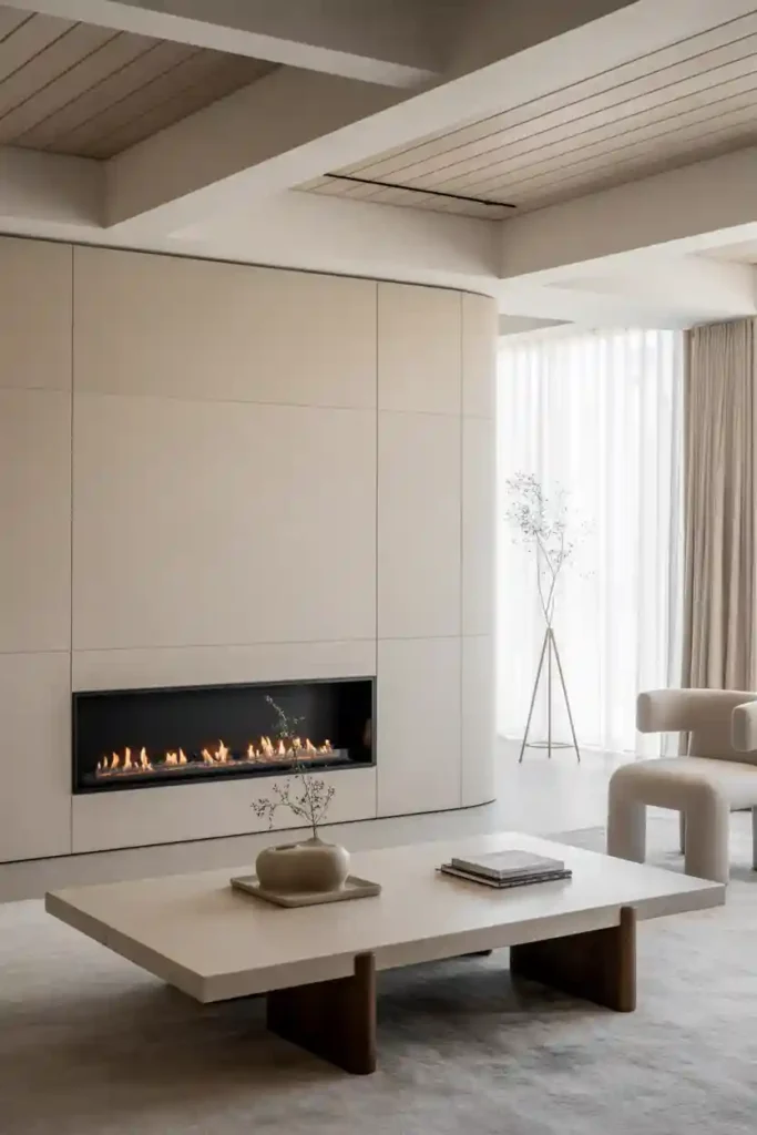 Fireplace with Built-In Shelving