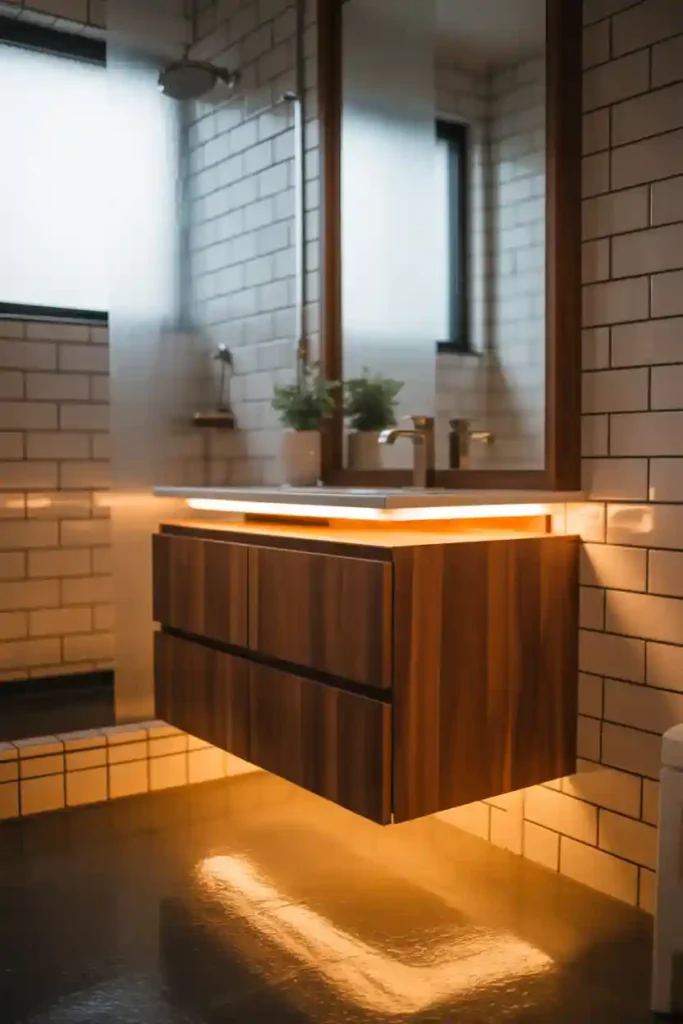 Floating Vanity to Open Up Floor Space