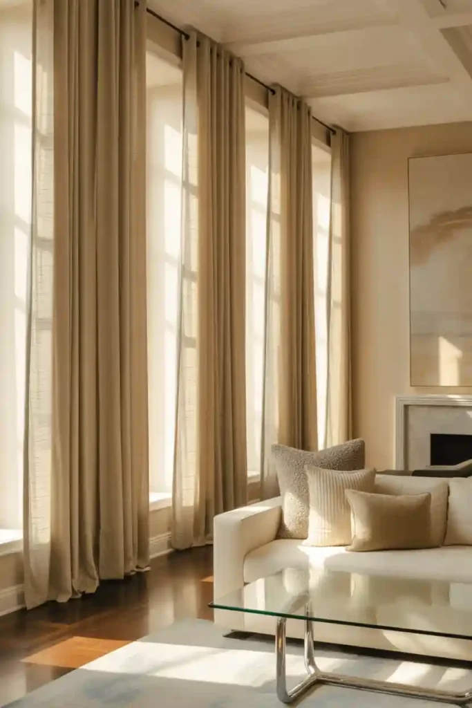 Floor-to-Ceiling Neutral Curtains