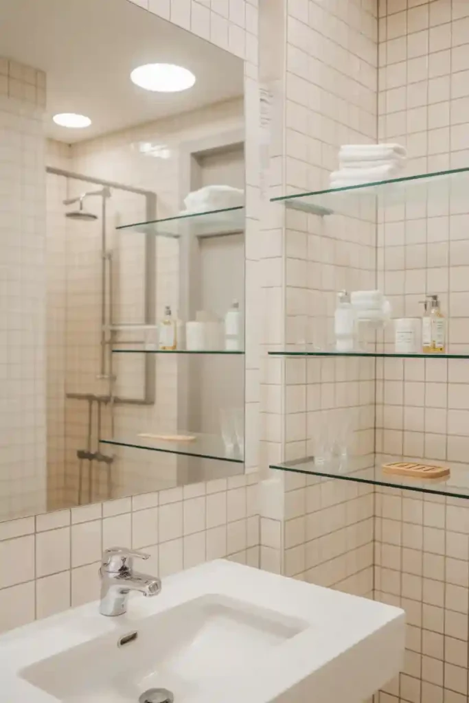 Glass Floating Shelves for a Light, Airy Feel