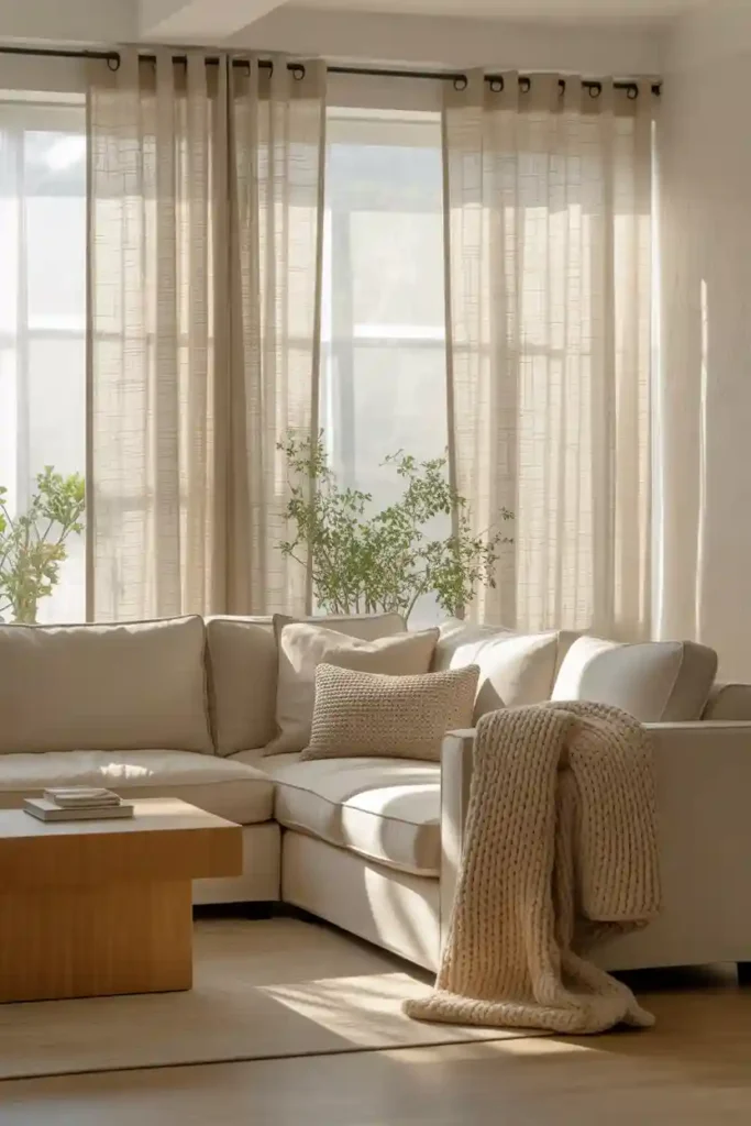 Light Beige Curtains with Natural Texture