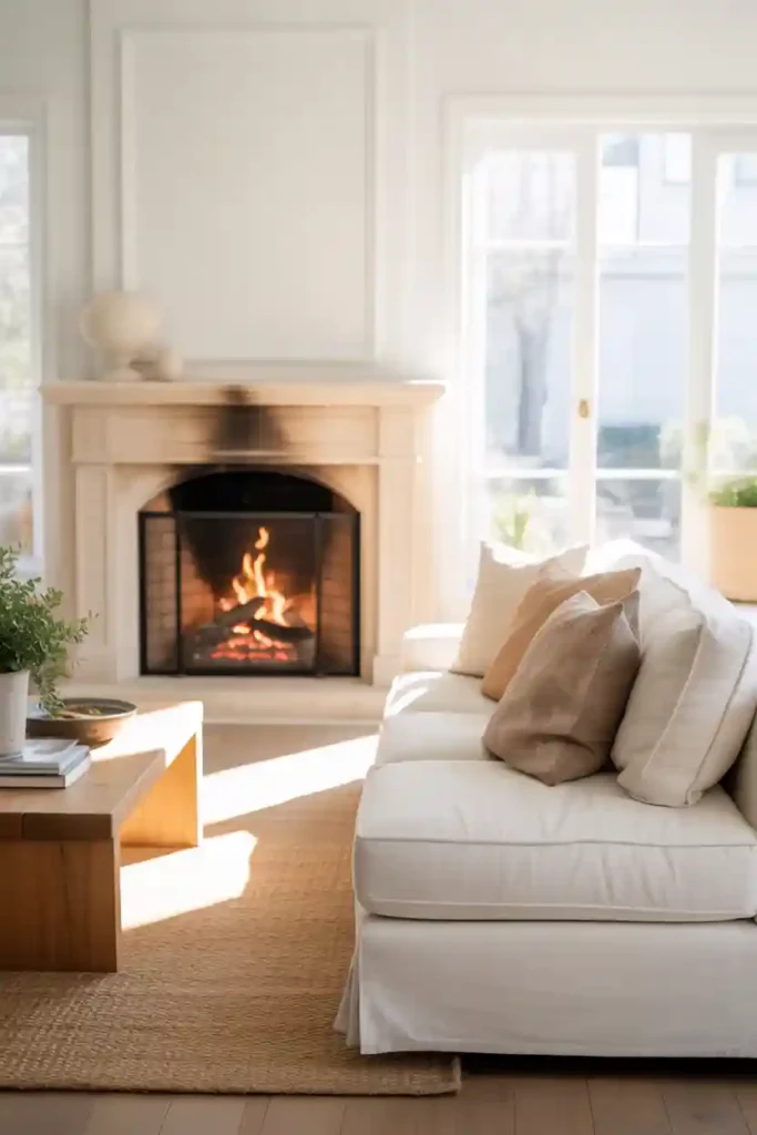 White Fireplace for a Bright and Airy Look
