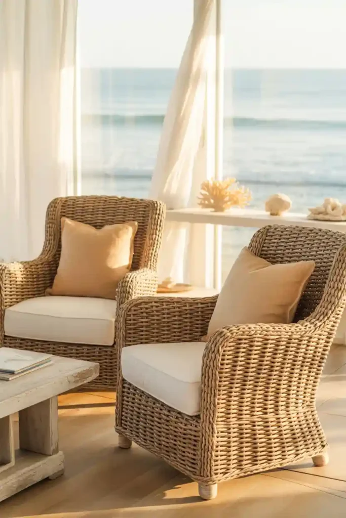 Woven Rattan or Wicker Chairs