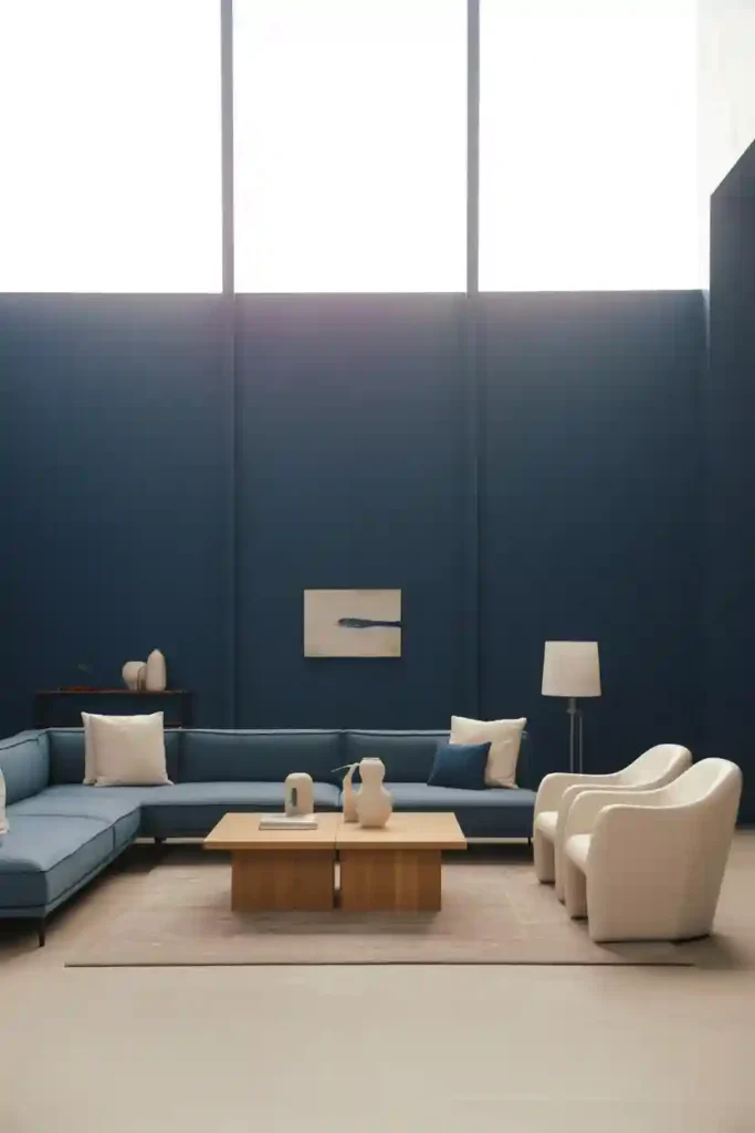 Blue Accent Wall for Gentle Contrast