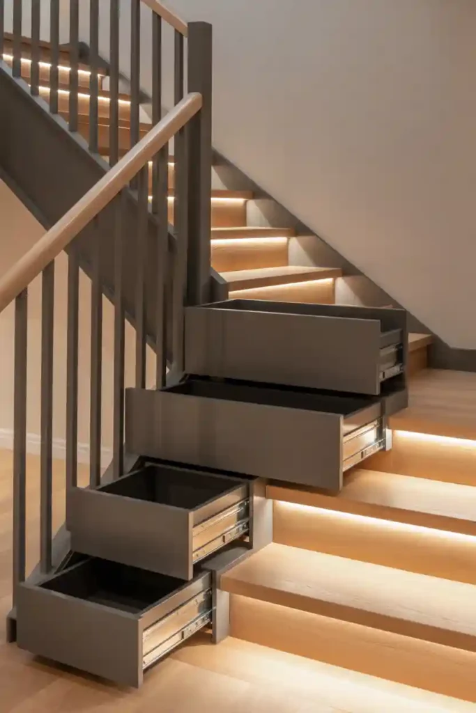 Staircase with Built-In Storage