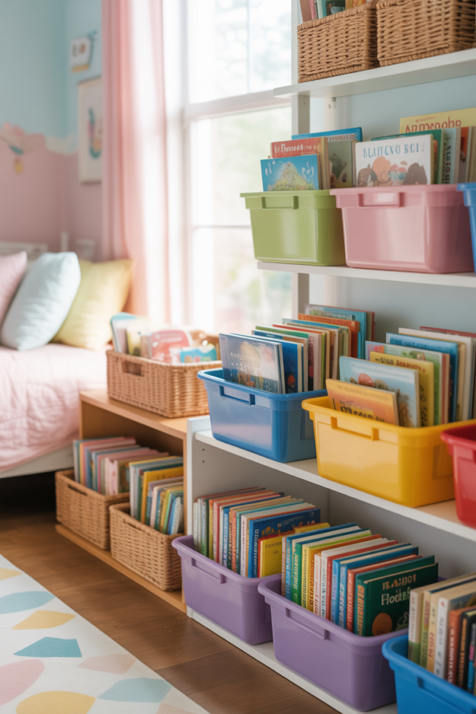 Book Bins That Encourage Quick Cleanup