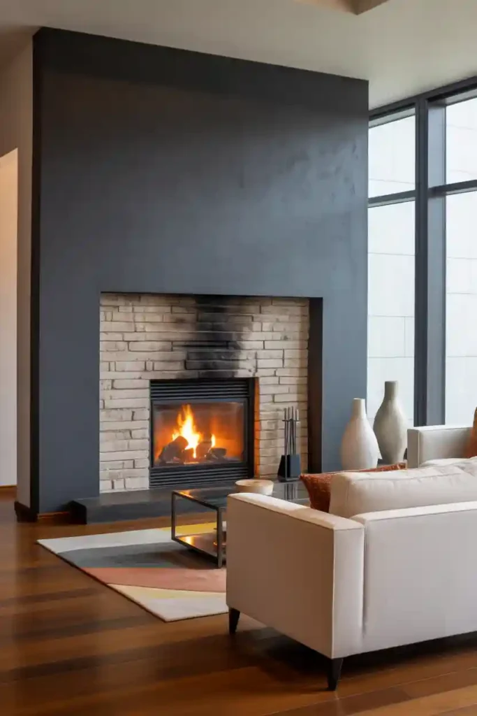 Fireplace with Bold Accent Wall
