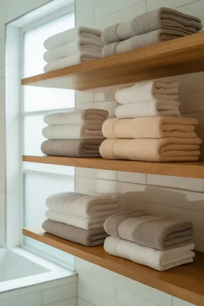  Floating Shelves with Integrated Towel Storage