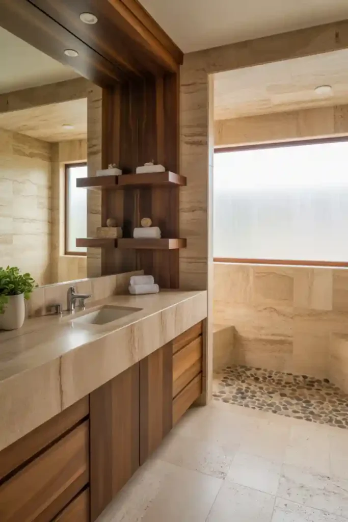  Natural Stone and Wood Accents