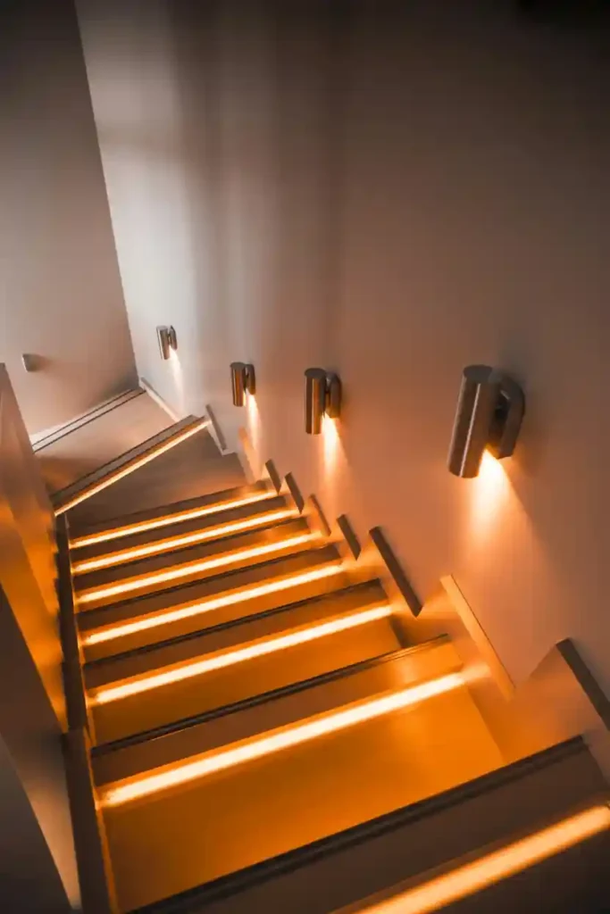 Statement Lighting Along the Stairs