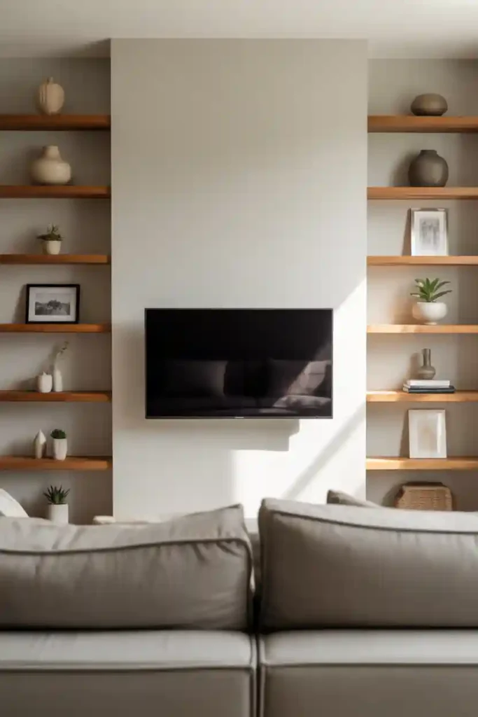 TV Wall with Floating Shelves