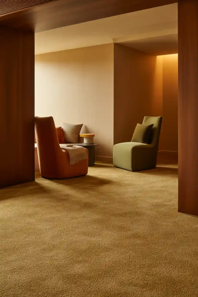 Basement Lounge with Textured Carpet