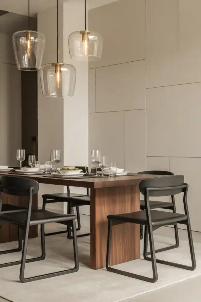 Contemporary Dining Room with Mixed Materials