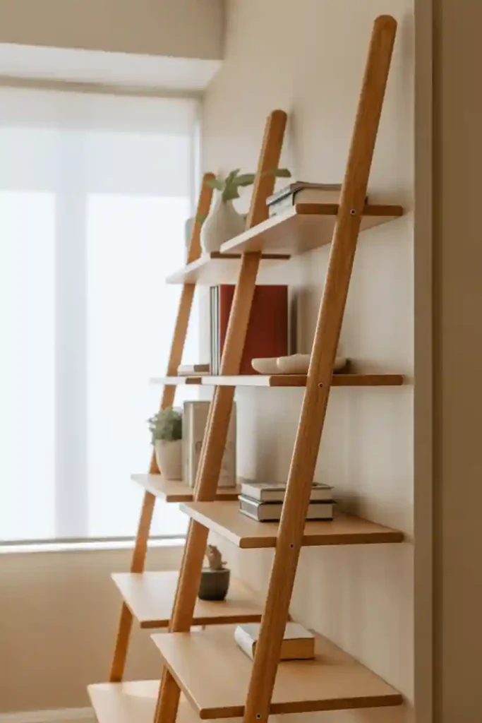 Narrow Leaning Ladder Shelf