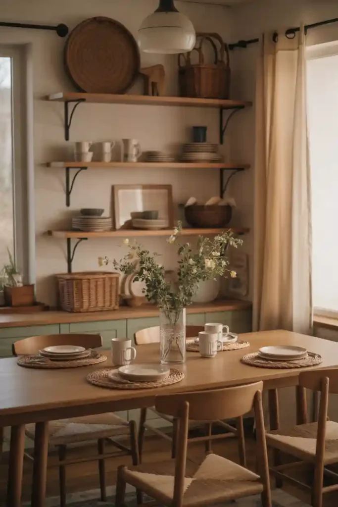 Open Shelving with Displayed Dishes