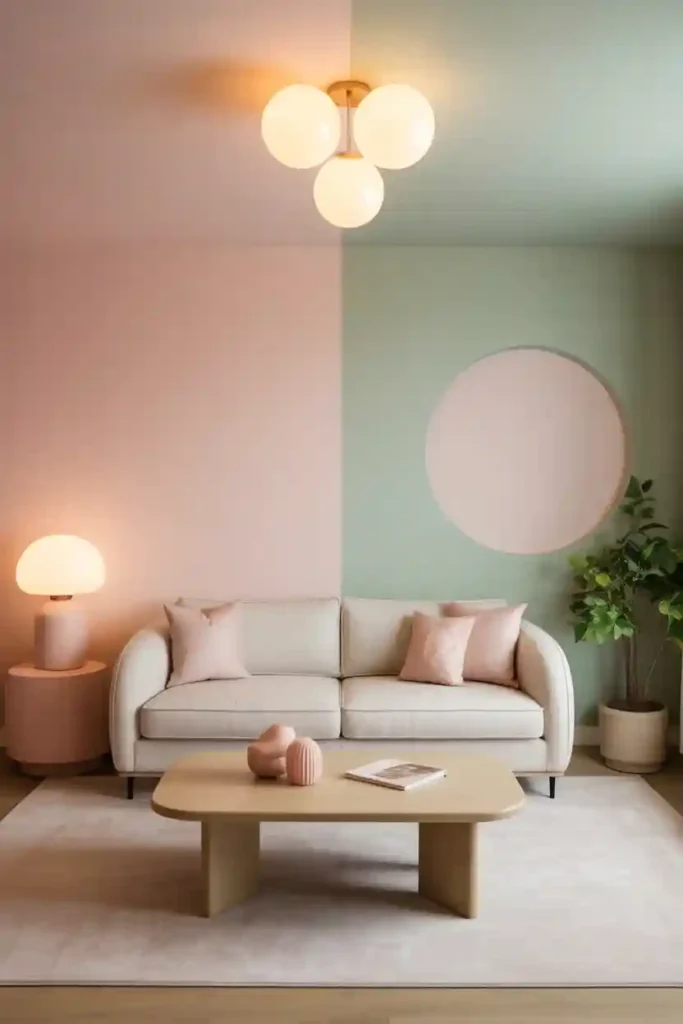 Pastel Light-Infused Basement Retreat 