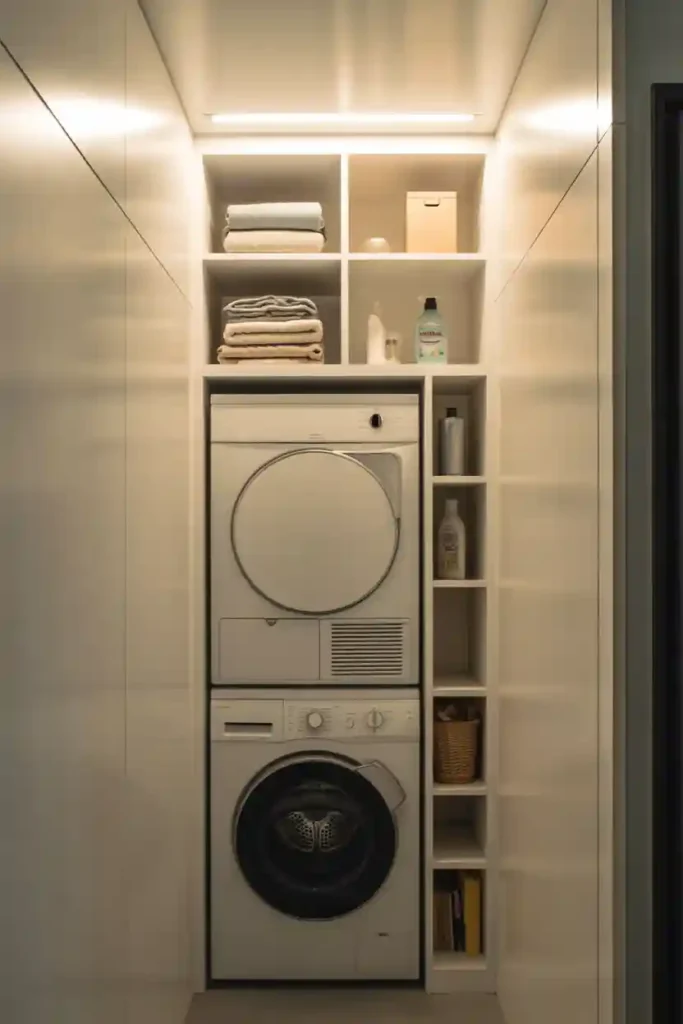 Stackable Washer Dryer in a Hallway Niche