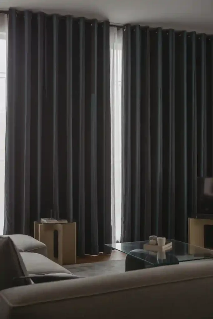 Two-Tone Dark Curtains for Visual Interest