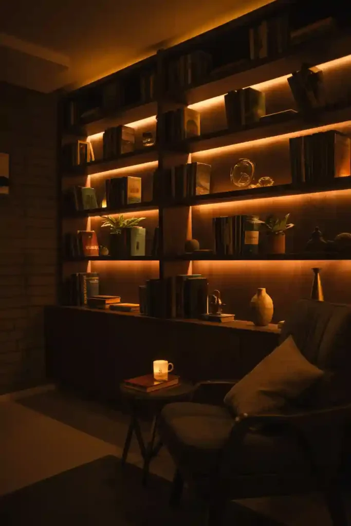 Built-In Shelving with Soft Lighting
