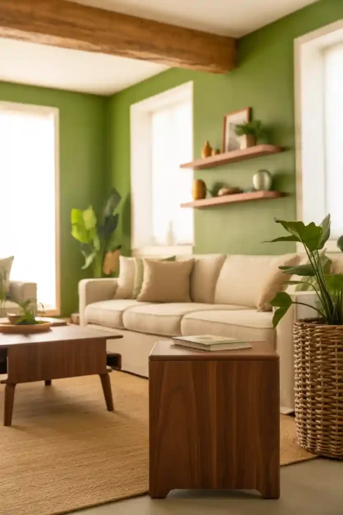 Green with Wood Accents