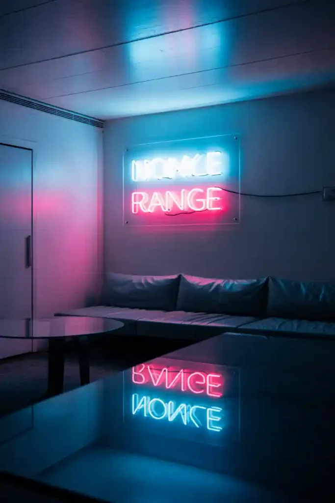 Neon Accent Glow Basement Lounge 