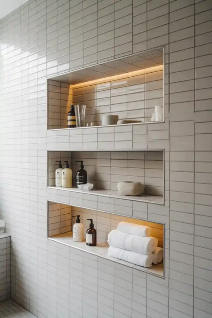 Recessed Shelves in the Shower Area